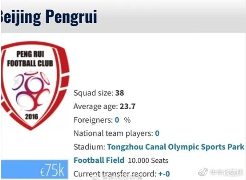 北京鹏瑞通程足球俱乐部正式成立 冲击职业联赛